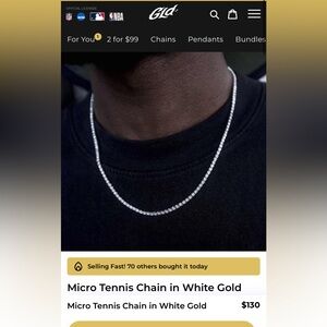 Micro Tennis Chain in White Gold 20”